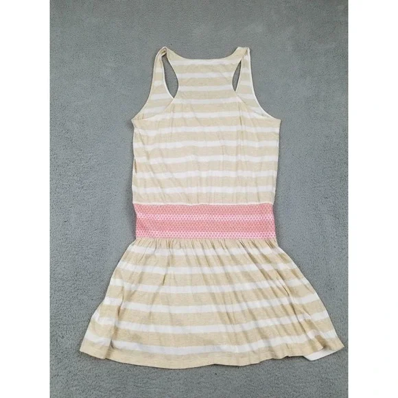 Lilly Pulitzer Dress Womens Large Tan White Striped Racerback‎ Smocked 26719 - Picture 8 of 14